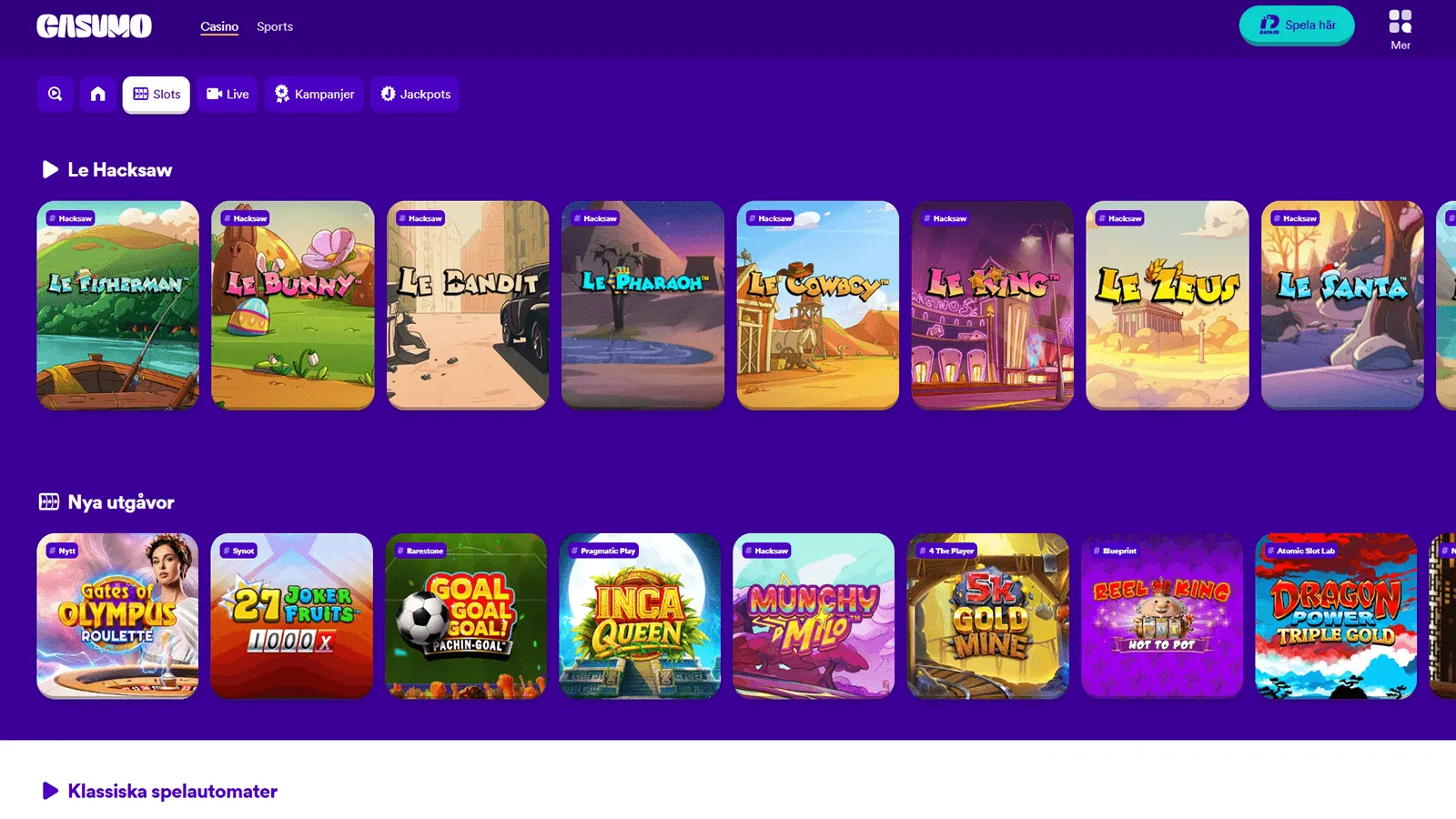 casumo casinospelutbud i sverige
