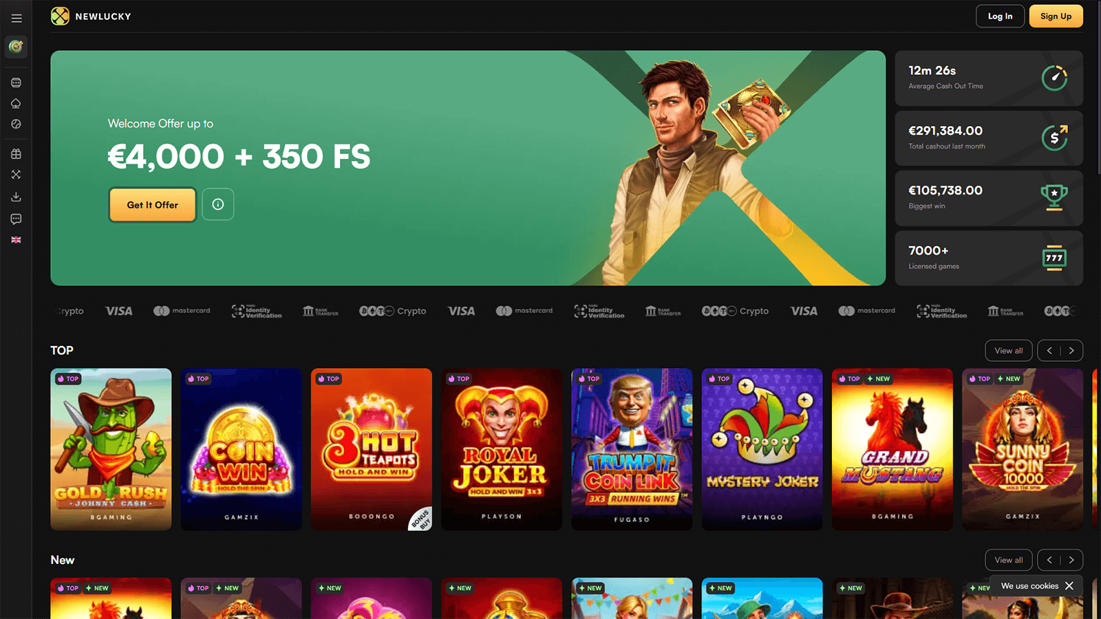 NewLucky Casinos hemsida i Sverige