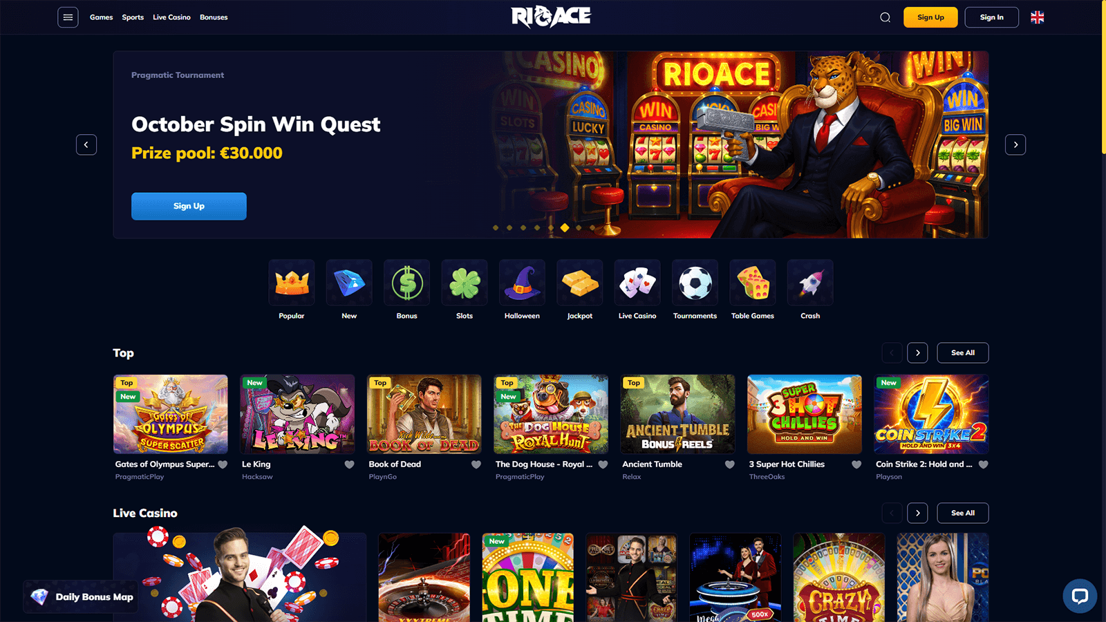 RioAce Casinos hemsida i Sverige