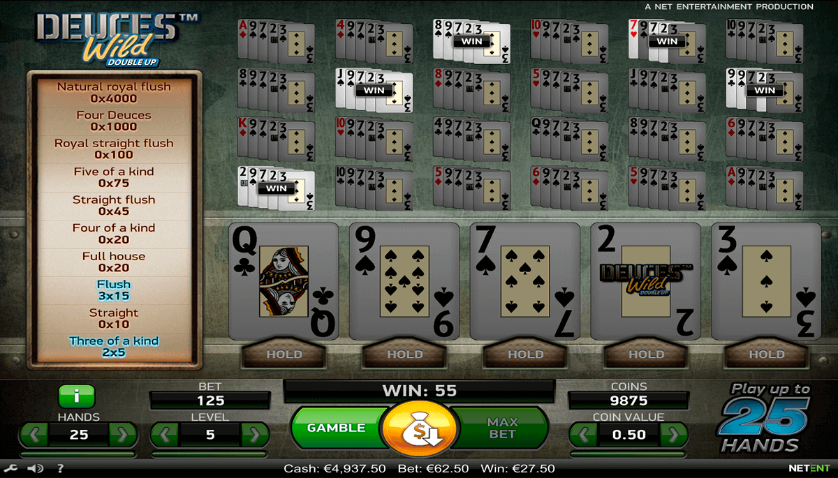 deuces wild netent video poker