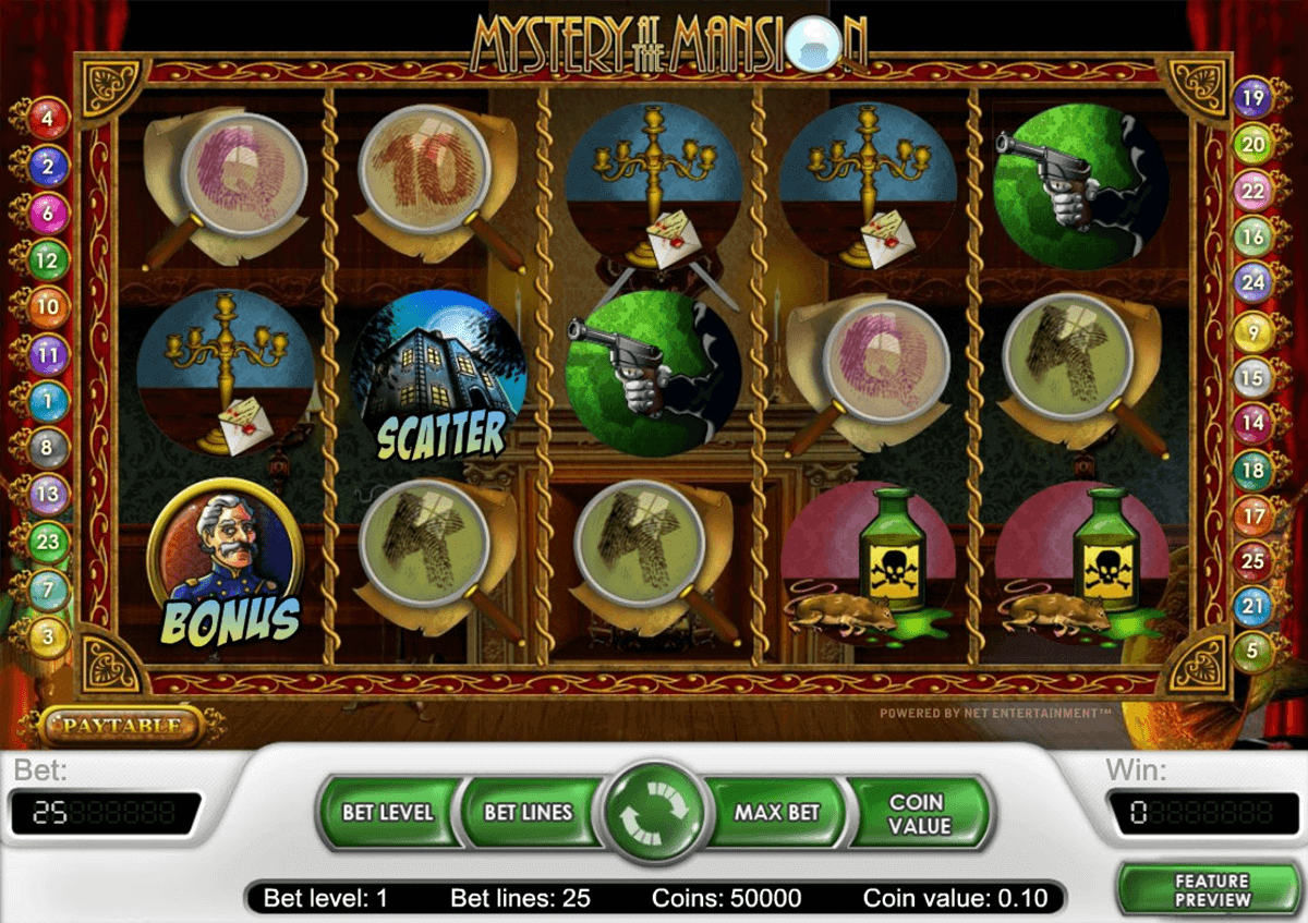 mystery at the mansion netent spelautomat