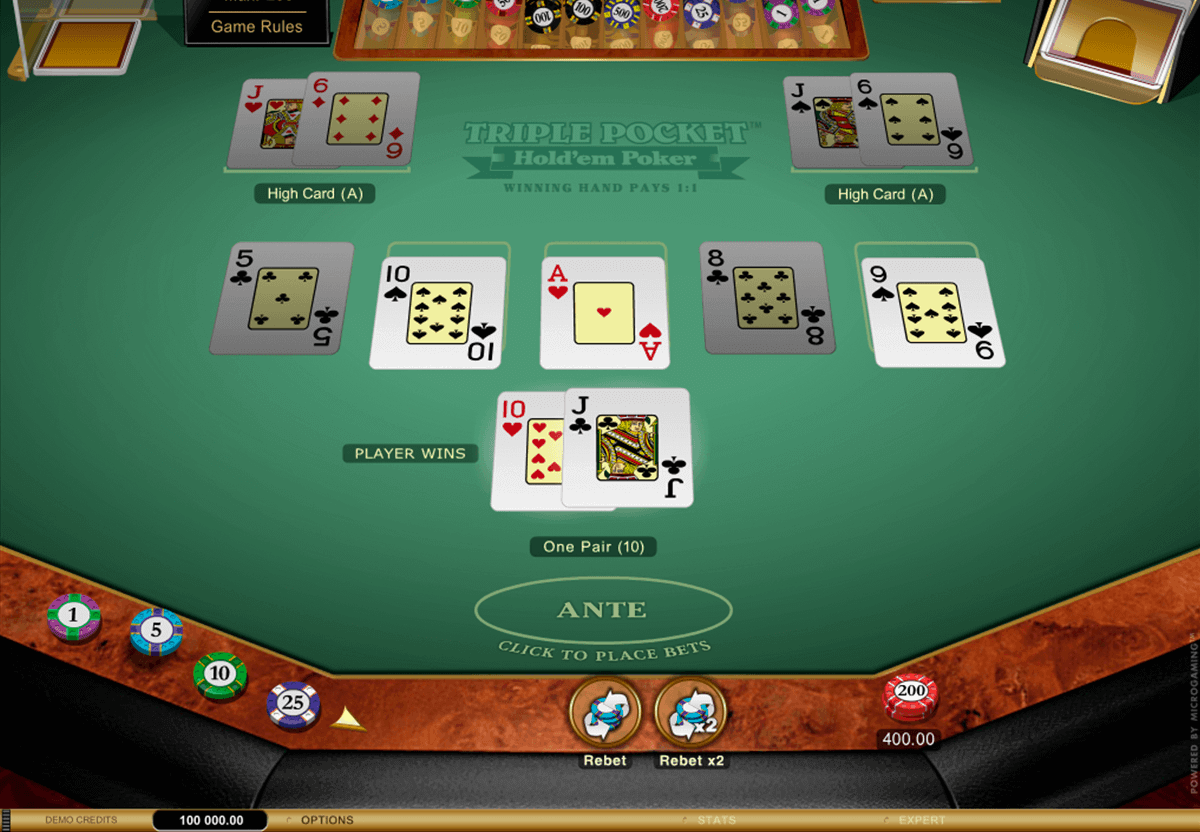 triple pocket holdem poker microgaming video poker 