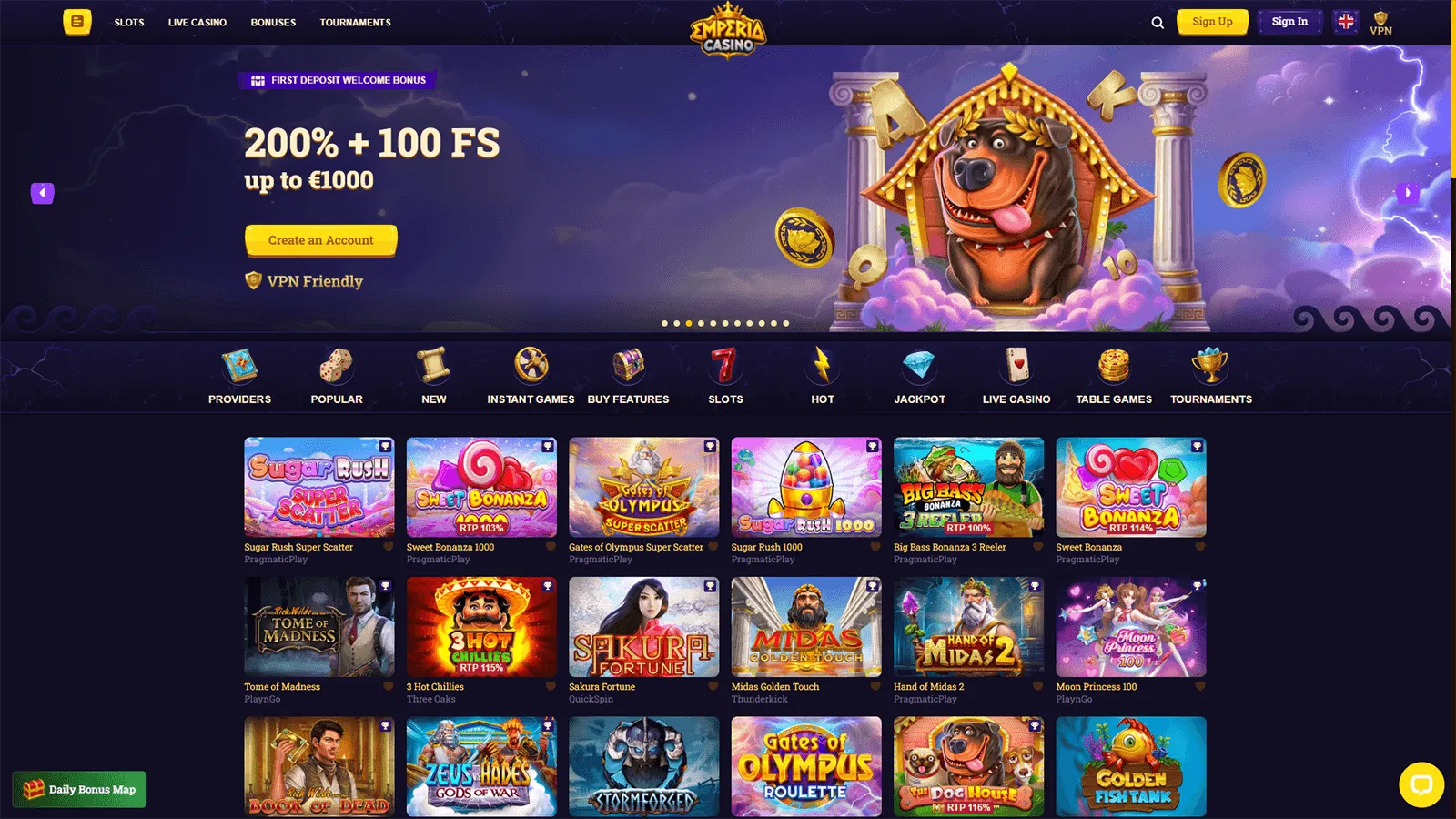 Emperia Casinos hemsida i Sverige