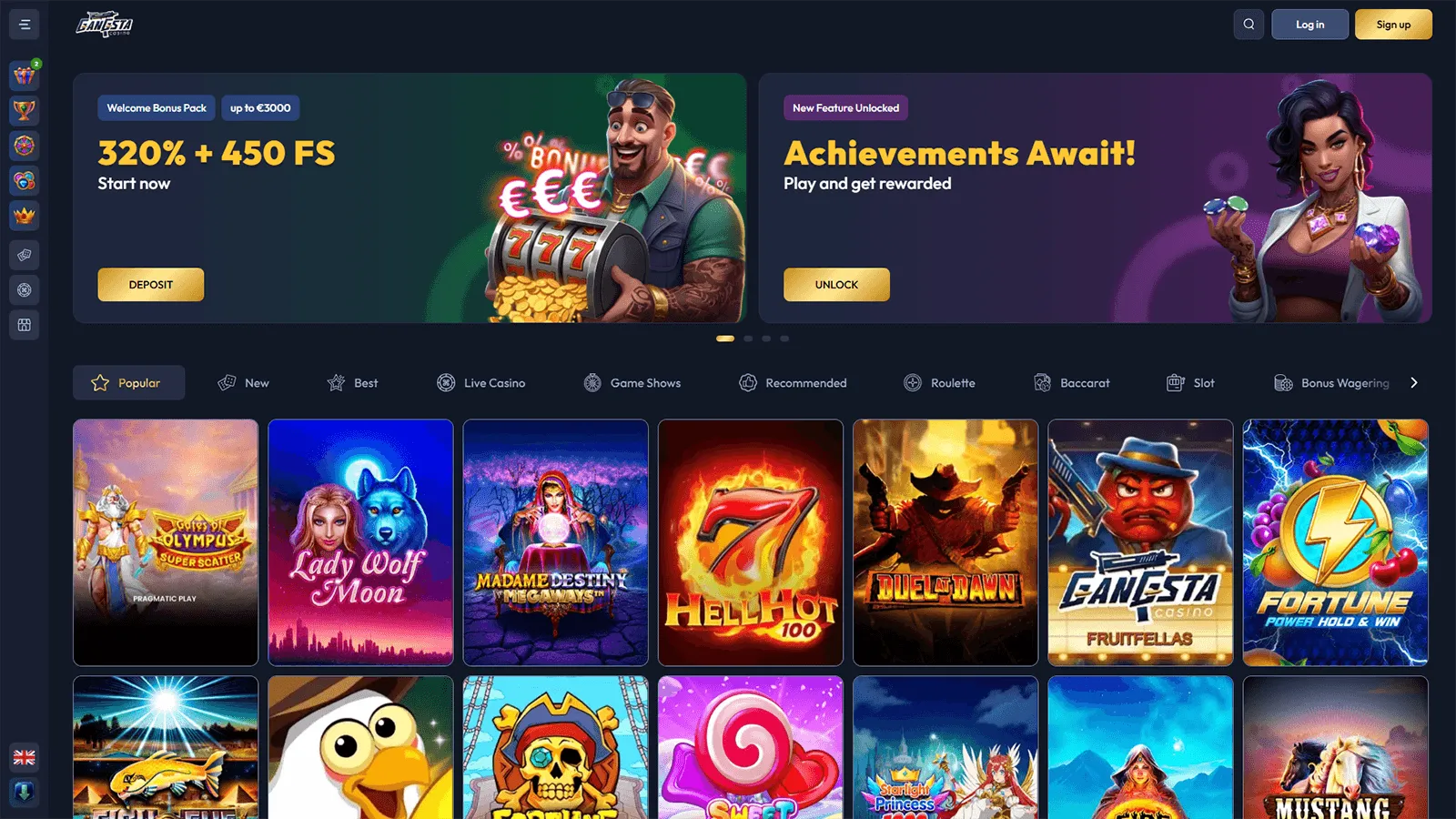 Gangsta Casinos hemsida i Sverige