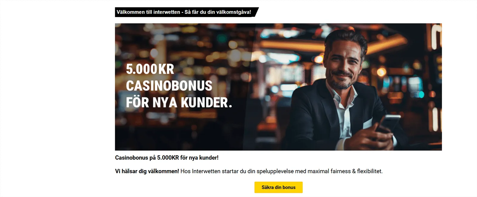 Interwetten Casino Välkomsterbjudande i Sverige