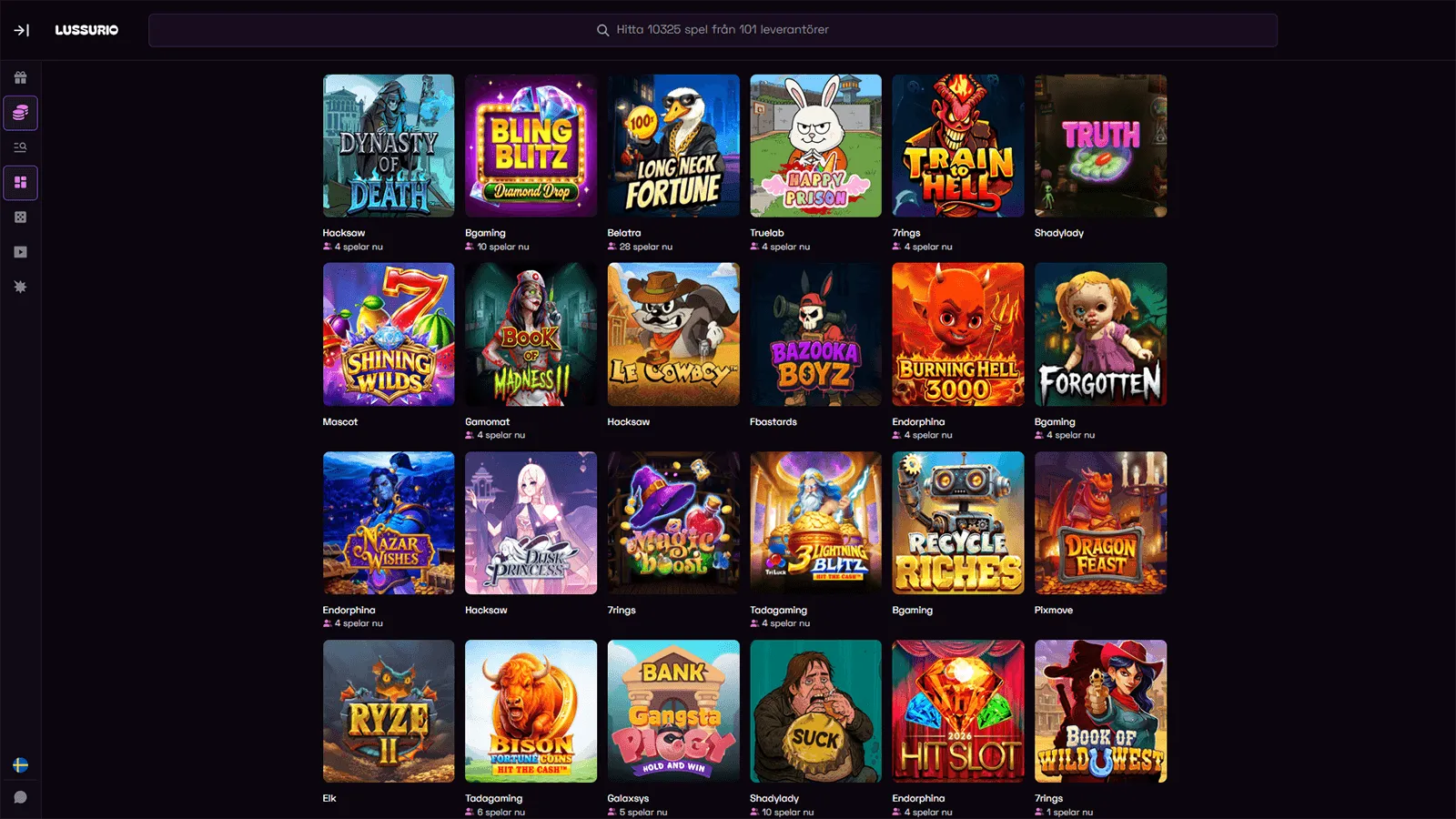 Lussurio Casinospelutbud i Sverige