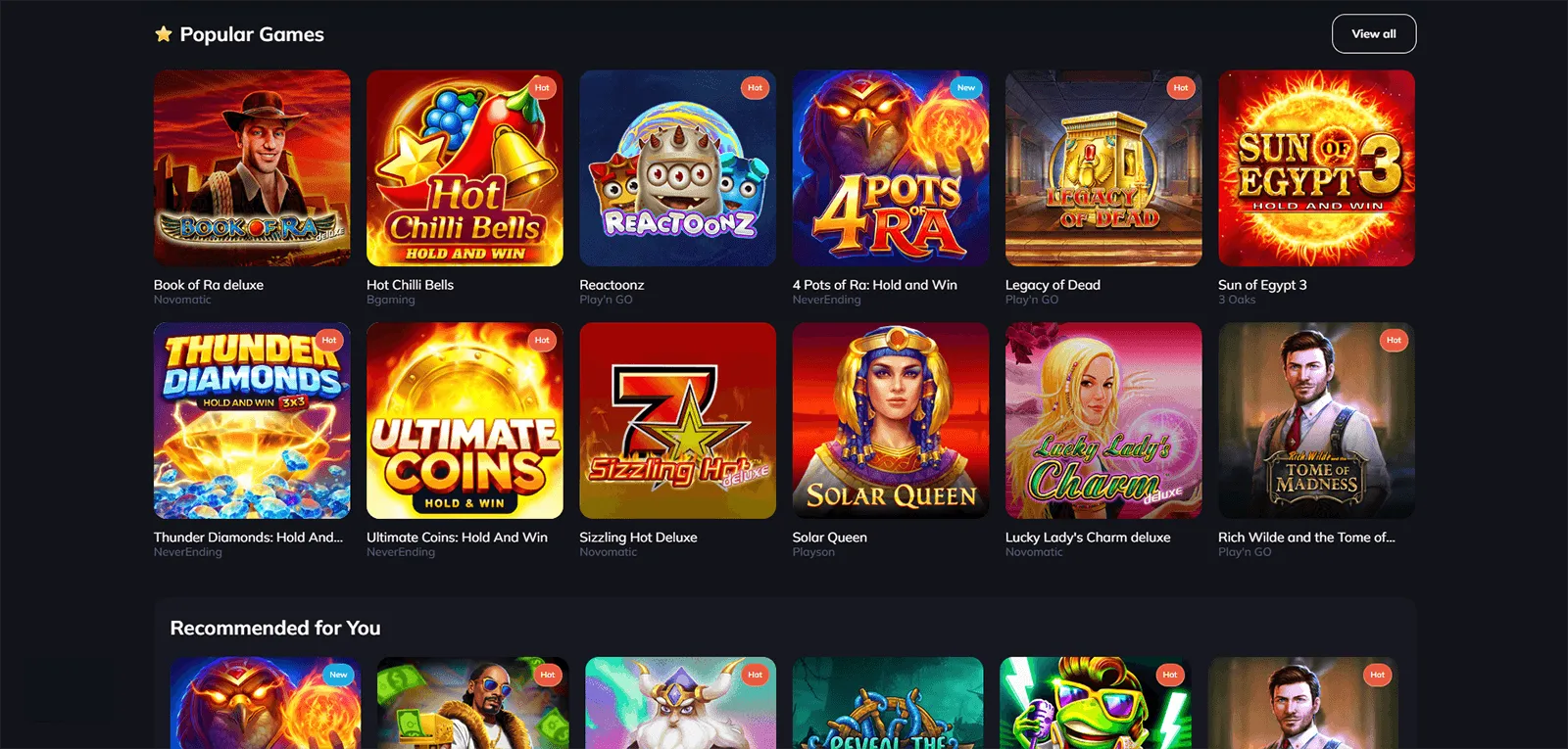 Spelutbudet hos SpinEmpire Casino i Sverige