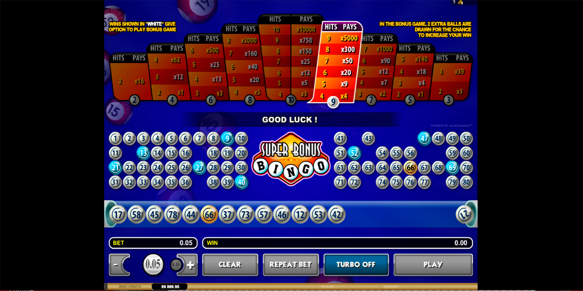 super bonus bingo microgaming 