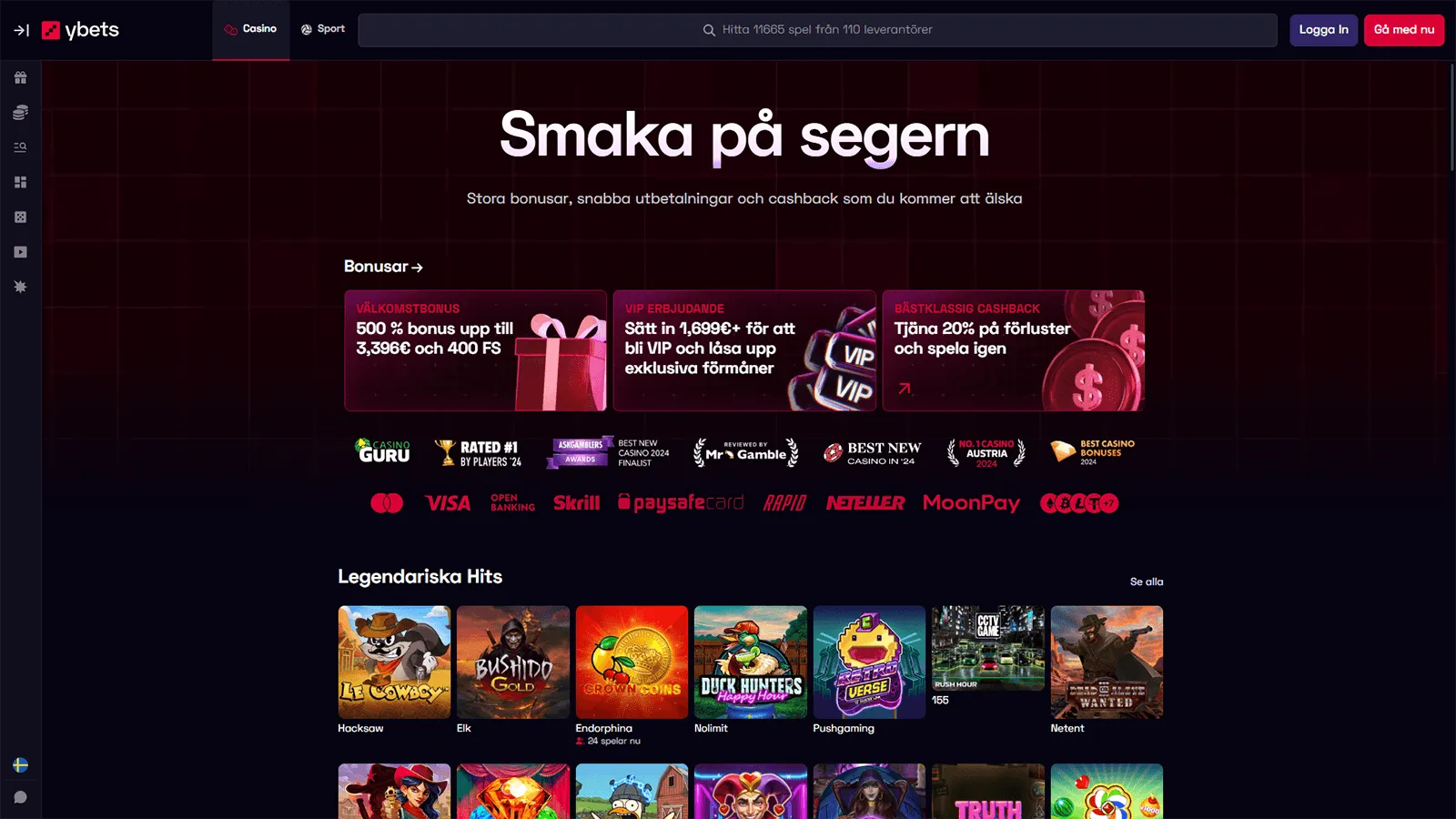 Ybets Casinos hemsida i Sverige